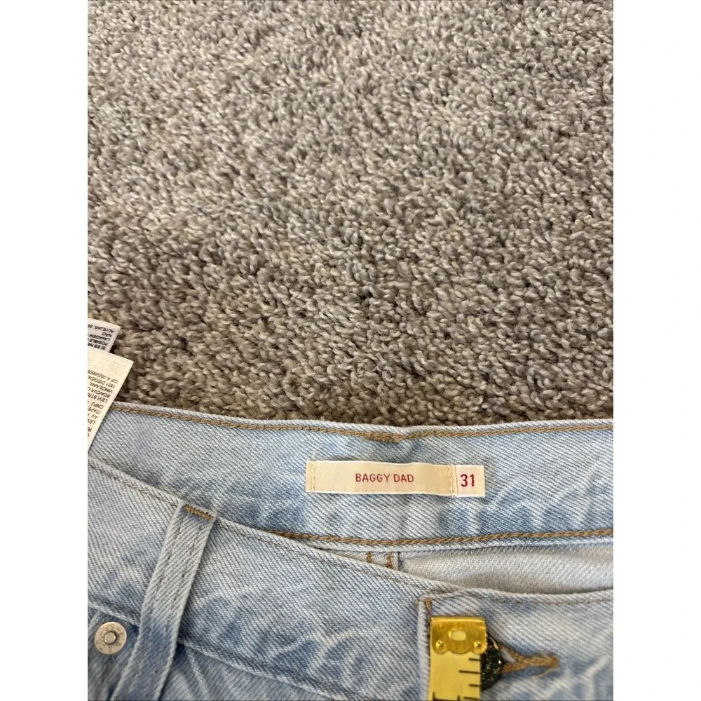 LEVIS PREMIUM High Rise BAGGY DAD WIDE LEG Pleated Jeans 31 (36x30) Flower Patch